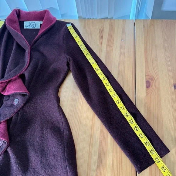 Anthropologie Rosie Neira 100% Wool Purple Ruffle Blazer Jacket Witchy S - Picture 6 of 10